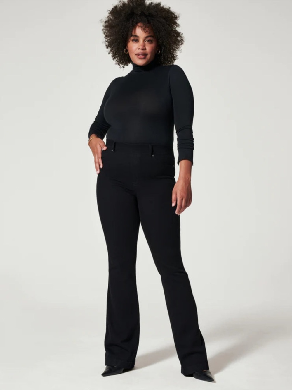 NEW Spanx Flare Jean in Clean Black Size Large